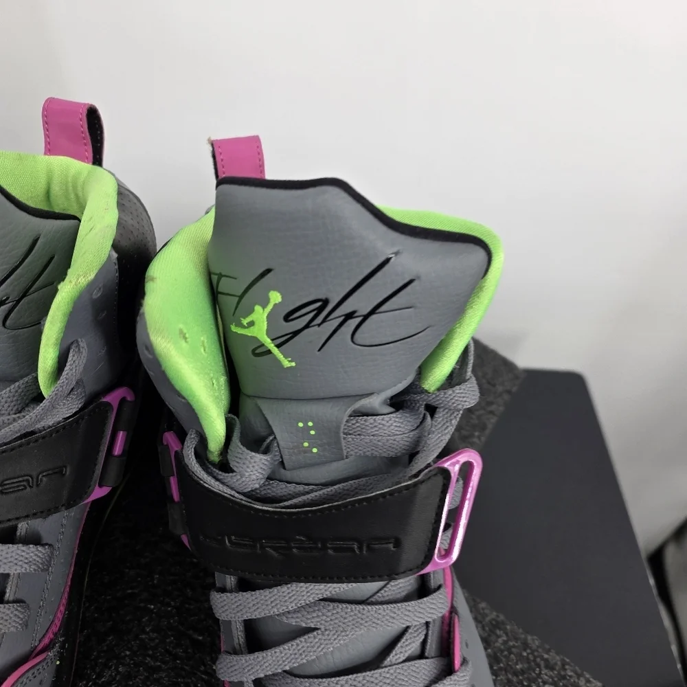 Jordan Flight Club 91 Bel Air Cool Grey Pink Neon Green 616816-037 Mens Shoe 11